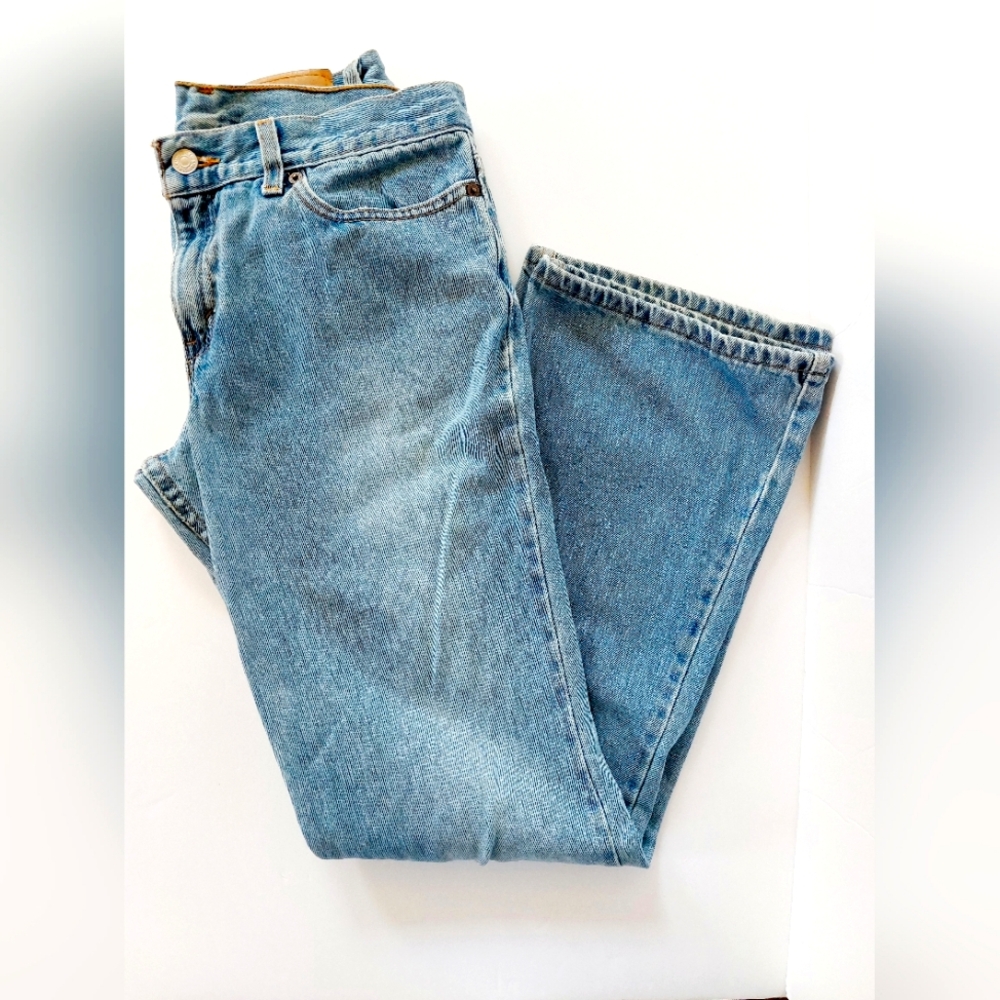 Y2k Superlow Bootcut Levi 518 size 9 Jr 2001 Denim Jeans Lightwash 100%‎ cotton
